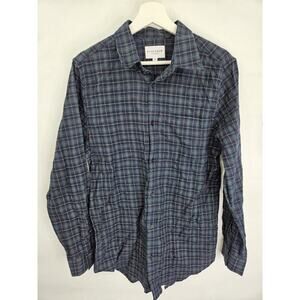 Five Four Men'S Flannel Button-Down Shirt In A Navy And Green Plaid Size M